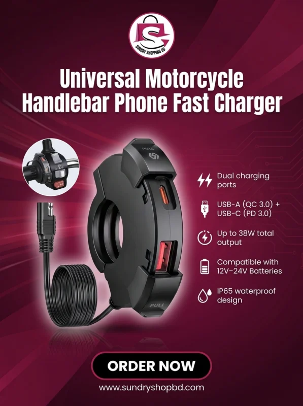 Motorcycle Handlebar Fast Charger Dual USB Waterproof